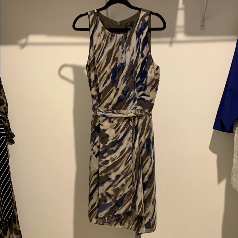 Blue and Tan/Brown Ann Taylor Sleeveless Dress